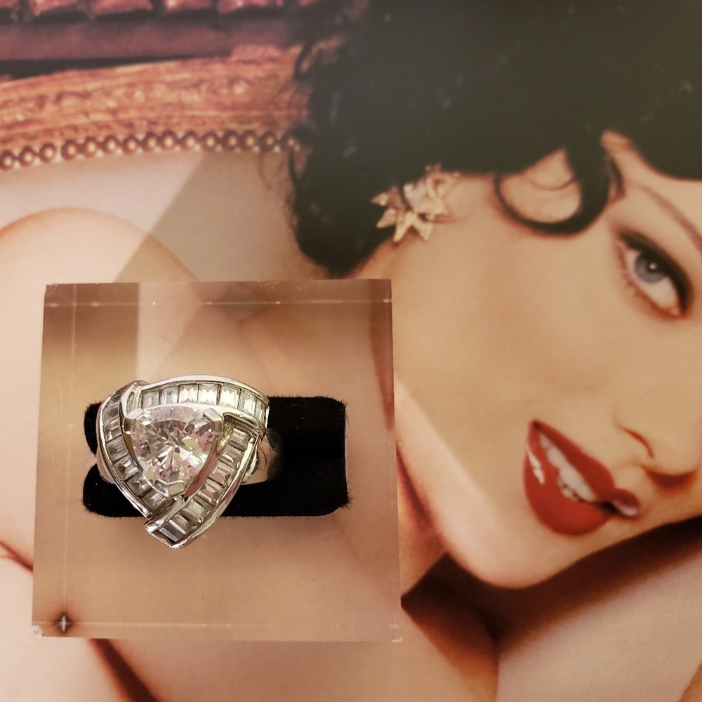 CZ  Princess Baguette Cut Sterling Silver Ring